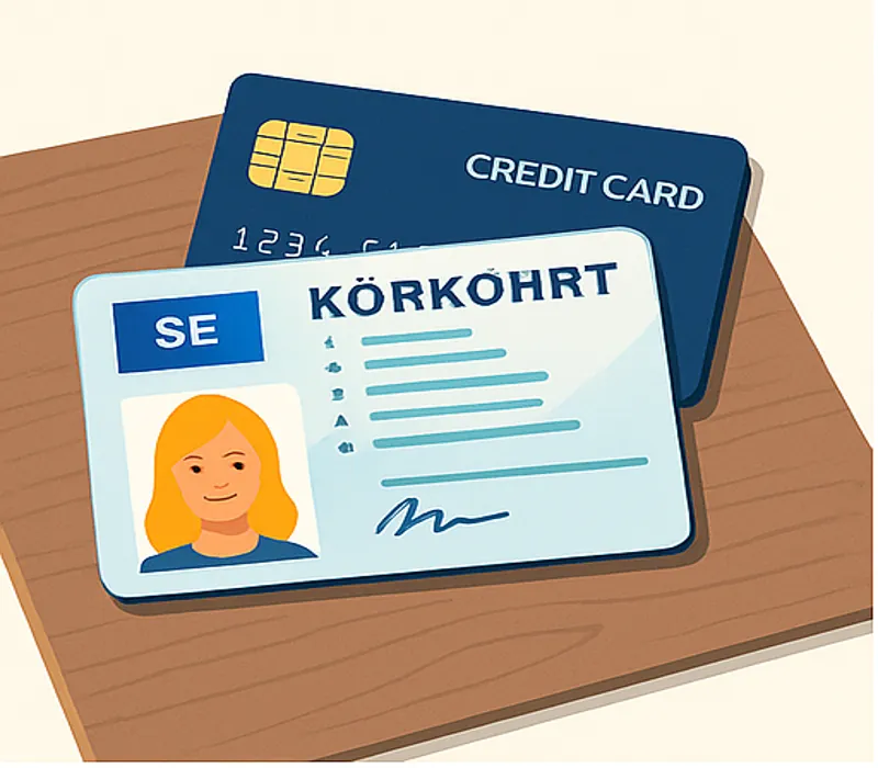 Driving license and credit card