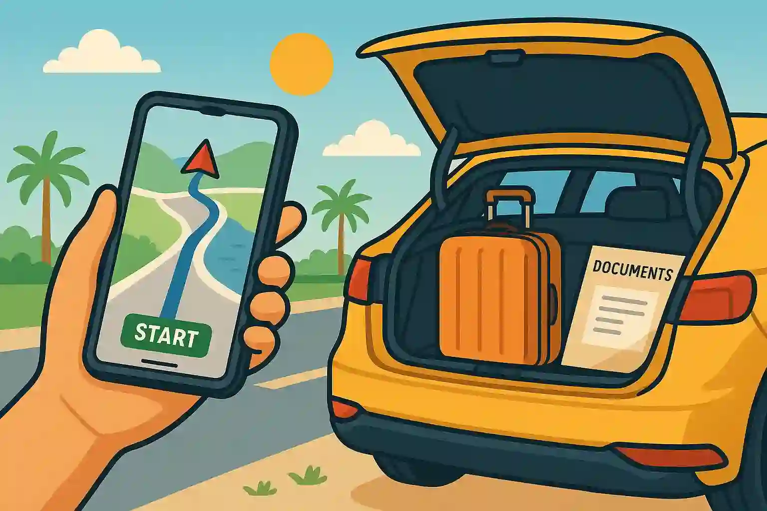 Preparations for car trip abroad